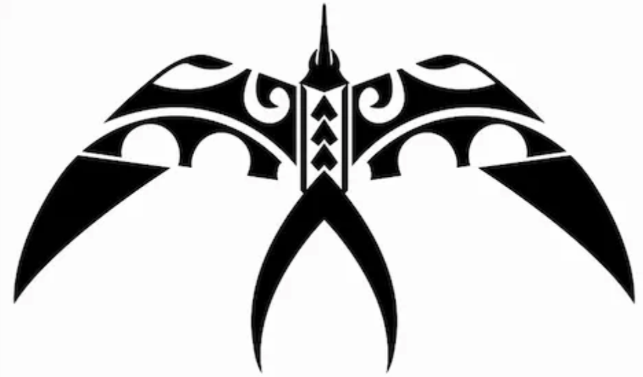 Tribal tattoo design resembling a stylized bird.