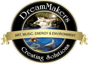 Logo of DreamMakers focused on art, music, energy, and environment.